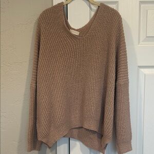 Altar'd State V-Neck Sweater in Warm Brown